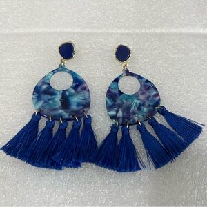 Blue Tassel Earrings